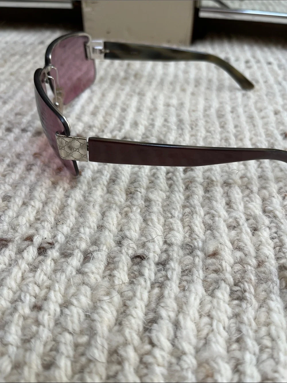 Gucci Women's Rimless 1798 Rimless Sunglasses with Purple Lenses